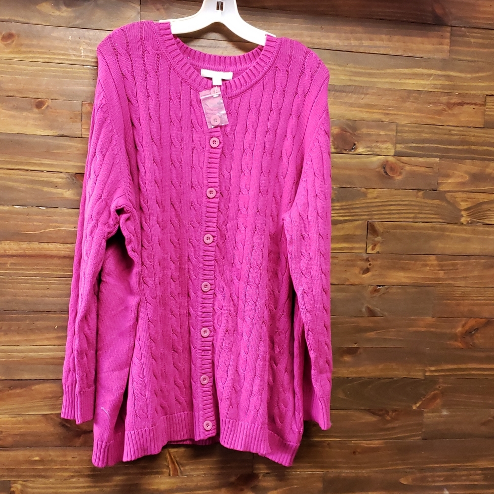 Woman's Within Raspberry Knit Cardigan Size 1x - image 2